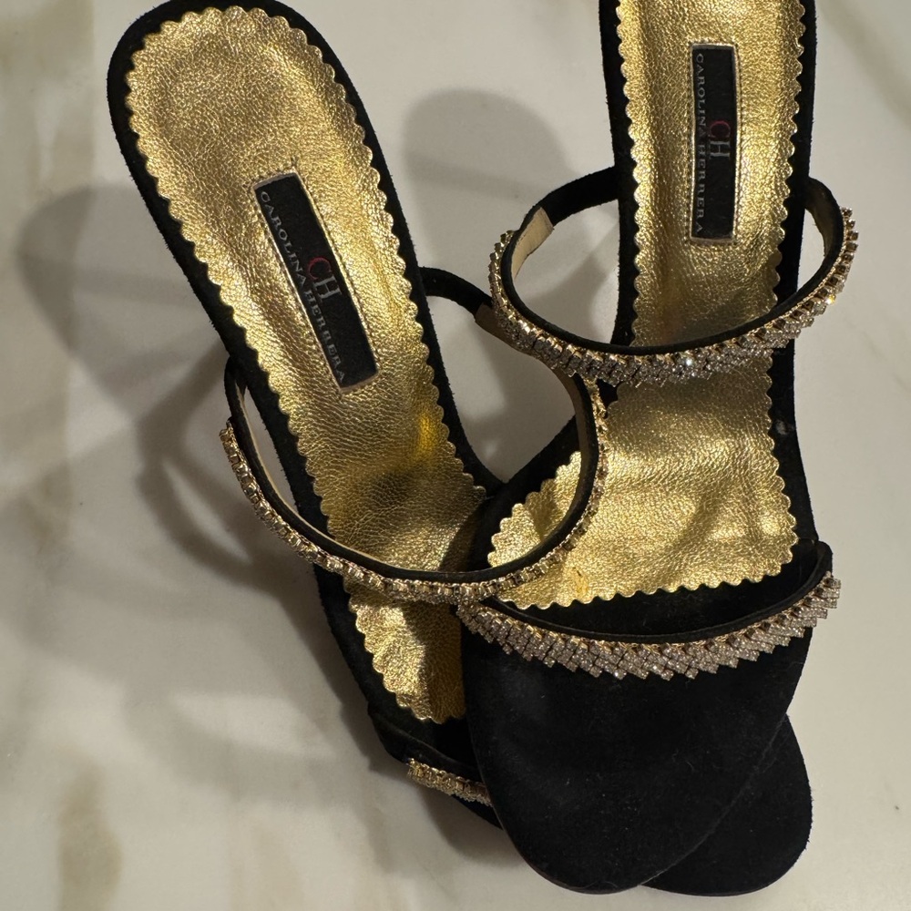 Carolina Herrera Black and Gold Women's Sandals